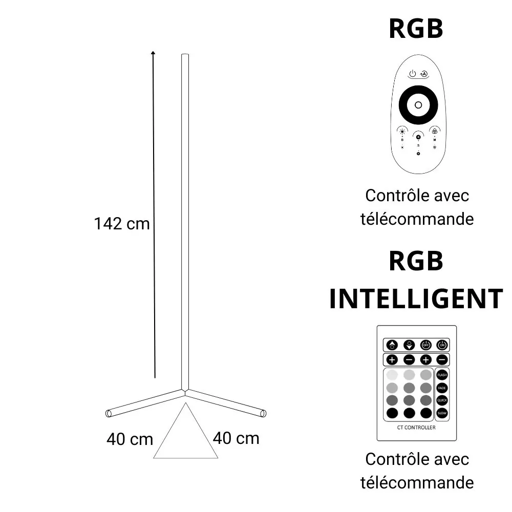 Lampadaire Corner RGB - Éclairage LED Multicolore Moderne pour Salon