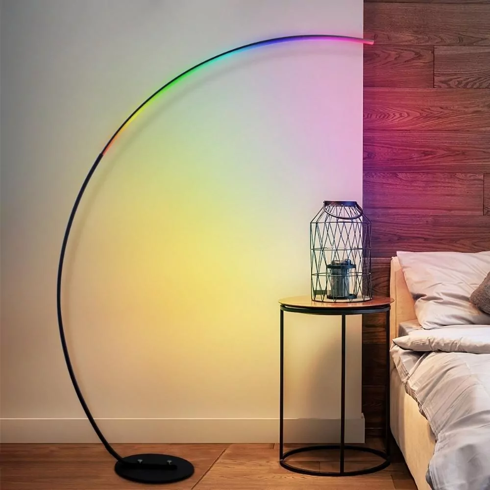 Lampadaire LED Arc RGB - Éclairage LED Multicolore Design pour Ambiance Moderne