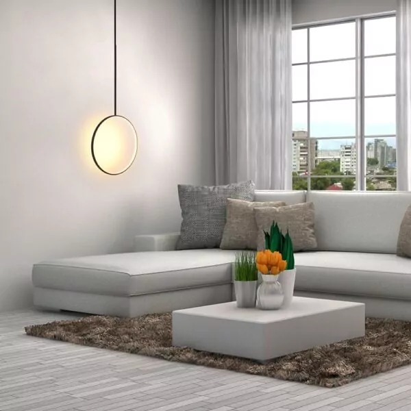 Suspension LED Cercle Noir - Luminaire LED Rond Design Minimaliste