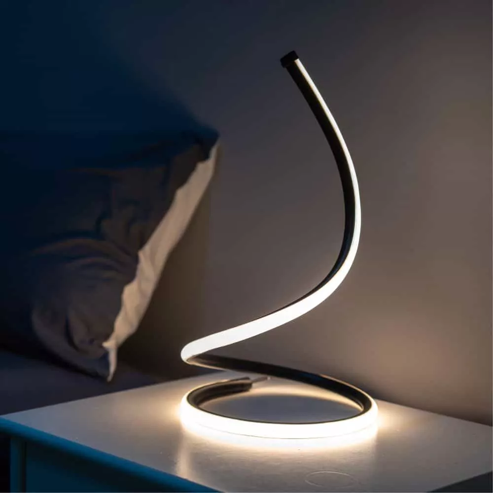 Lampe de Table Curve - Luminaire LED Minimaliste en Aluminium Brossé