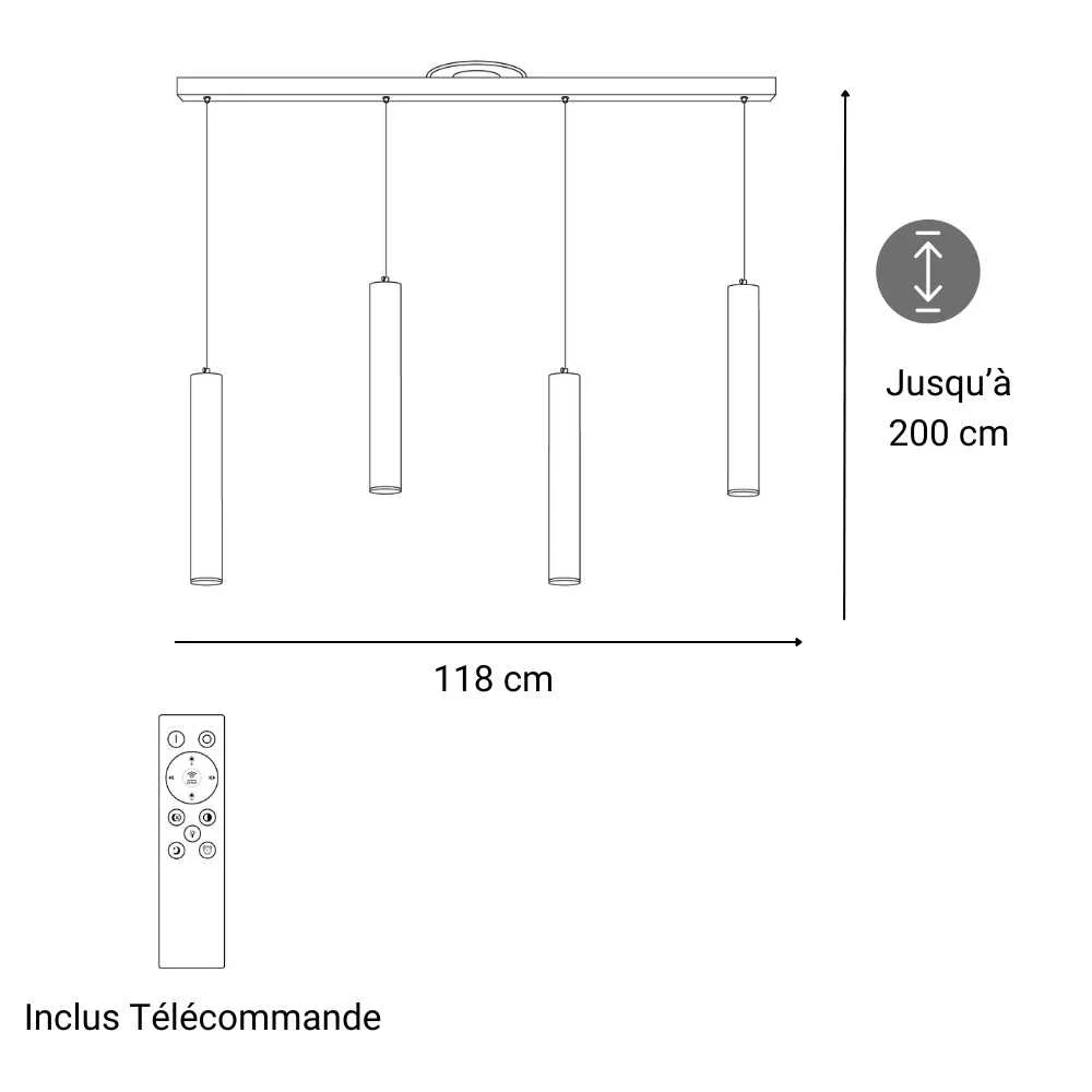 Source Lumineuse pour Bureau avec Informations de Dimensions
