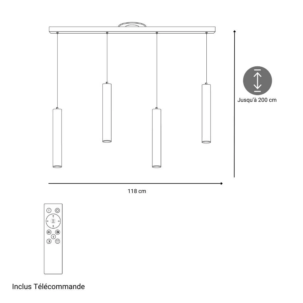 Suspension Fakla Dimmable Noire