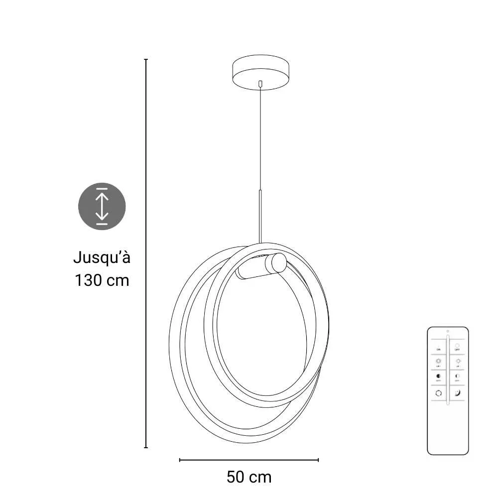 Suspension LED Oriana - Luminaire LED en forme arrondie