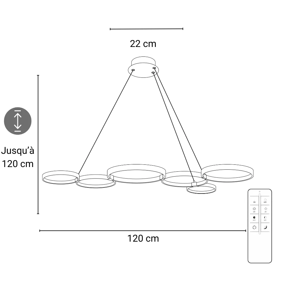 Suspension LED Heim - Luminaire LED Minimaliste avec Éclairage Ajustable