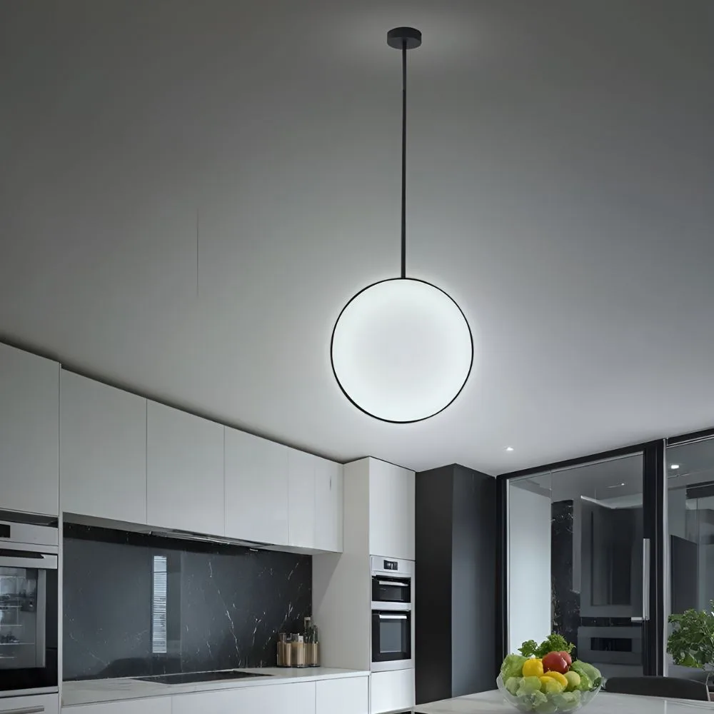 Suspension LED Cercle Noir - Luminaire LED Rond Design Minimaliste