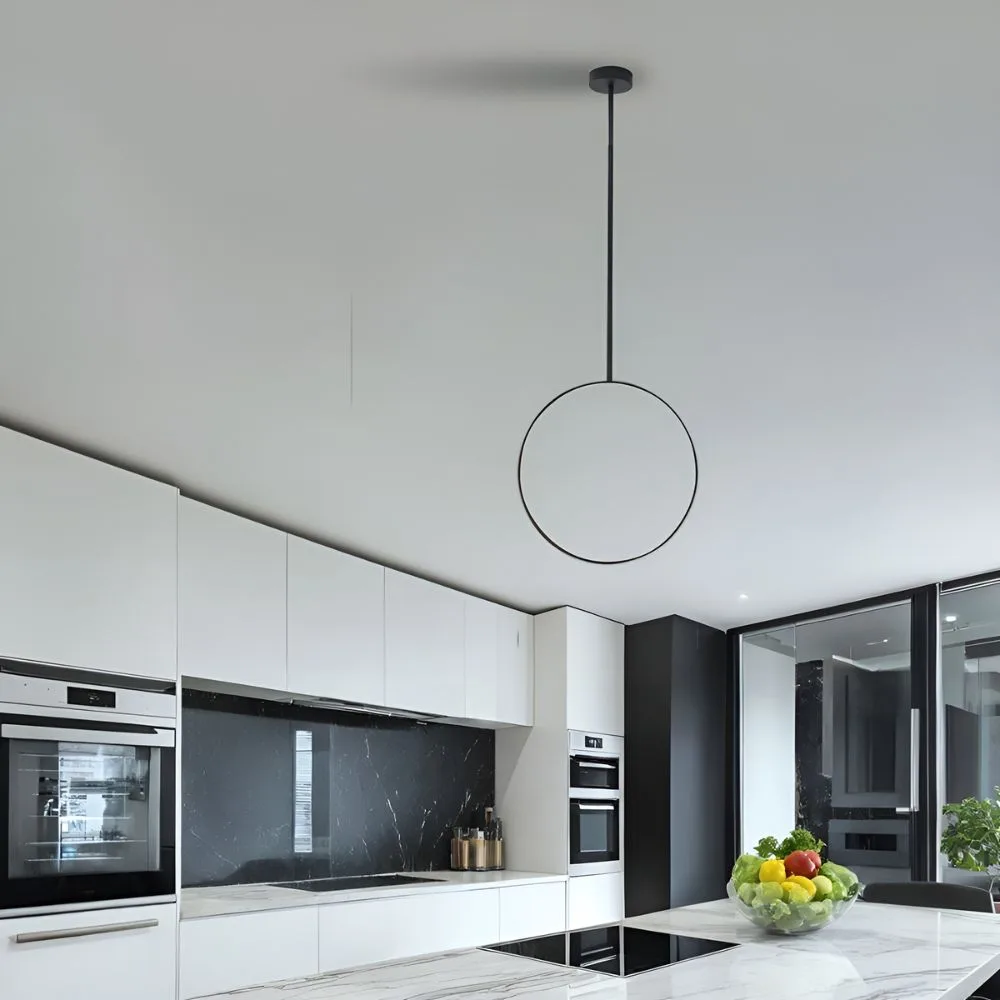 Suspension LED Cercle Noir - Luminaire LED Rond Design Minimaliste