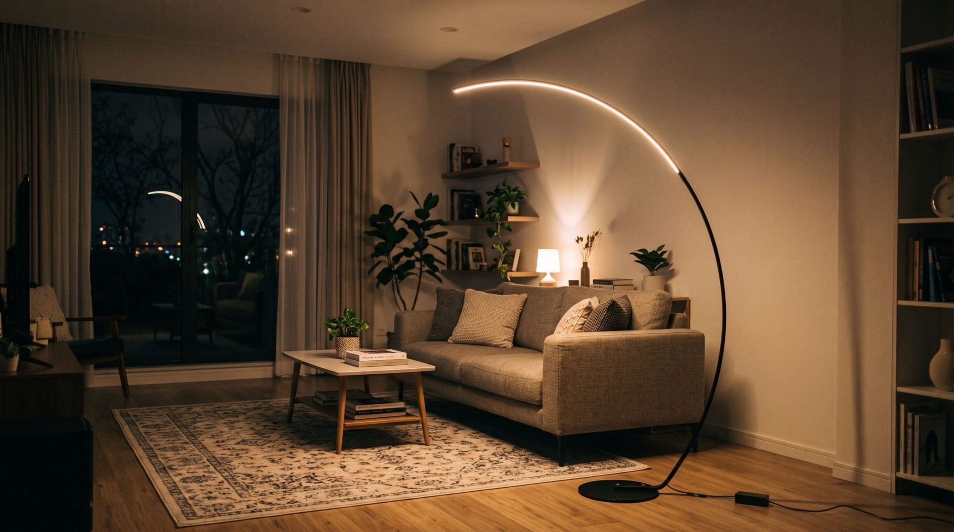 Lampadaire Arc Moderne – Design Élégant & Éclairage LED