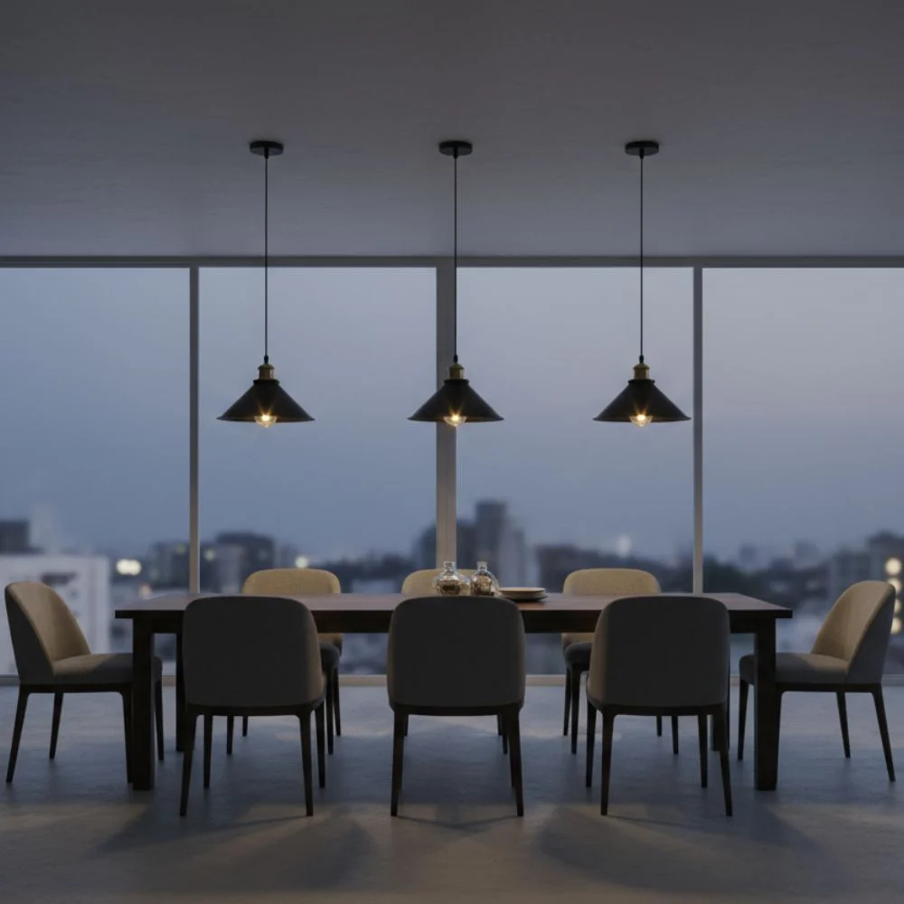 Lampe Suspendue Industrielle - Design Brut en Métal Noir pour Loft et Intérieur Moderne