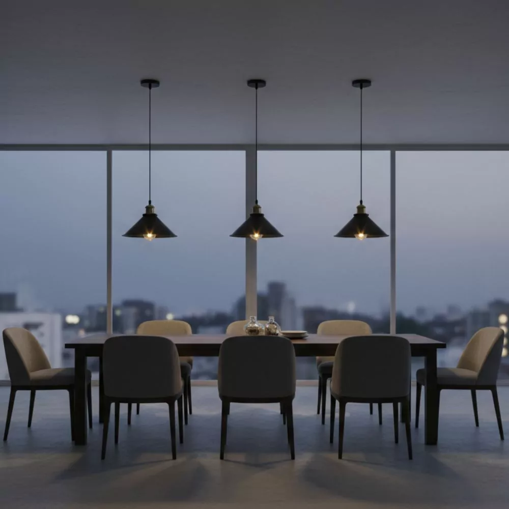 Lampe Suspendue Industrielle - Design Brut en Métal Noir pour Loft et Intérieur Moderne