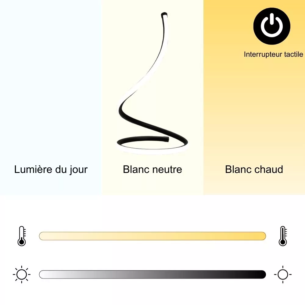 Lampe de Table Curve - Luminaire LED Minimaliste en Aluminium Brossé