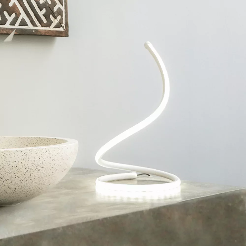 Lampe de Table Curve - Luminaire LED Minimaliste en Aluminium Brossé