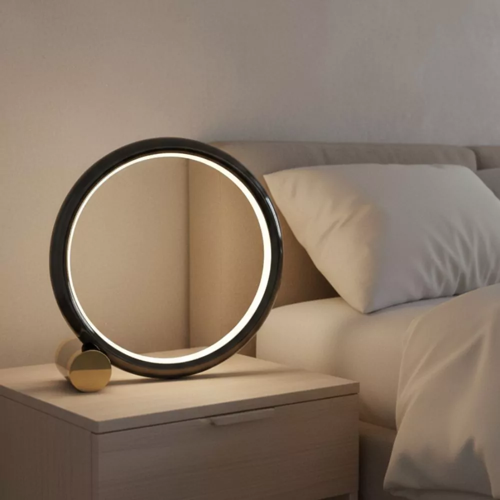 Lampe de Table Lumora - Éclairage LED Dimmable en Métal Noir
