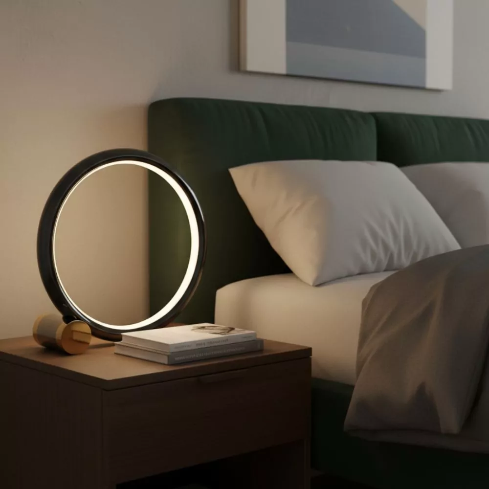 Lampe de Table Lumora - Éclairage LED Dimmable en Métal Noir