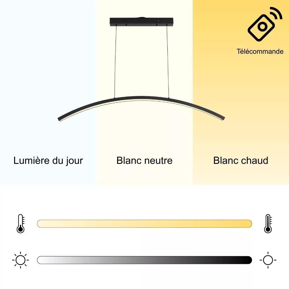 Suspension Keula Noire - Éclairage LED Dimmable Design