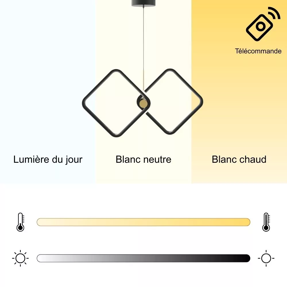 Suspension LED Quarina - Éclairage LED en forme losange